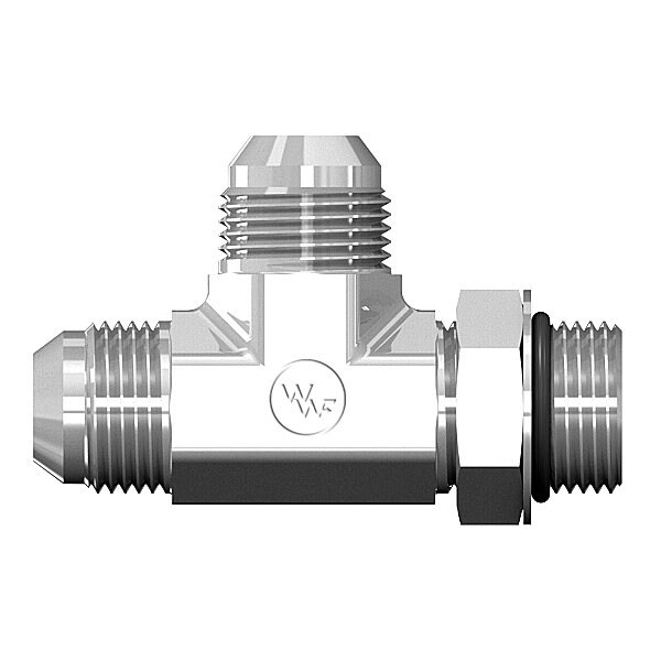 World Wide Fittings Male JIC to Male O-Ring Boss Adjustable to Male JIC Run Tee F5716X04X04X06 - main